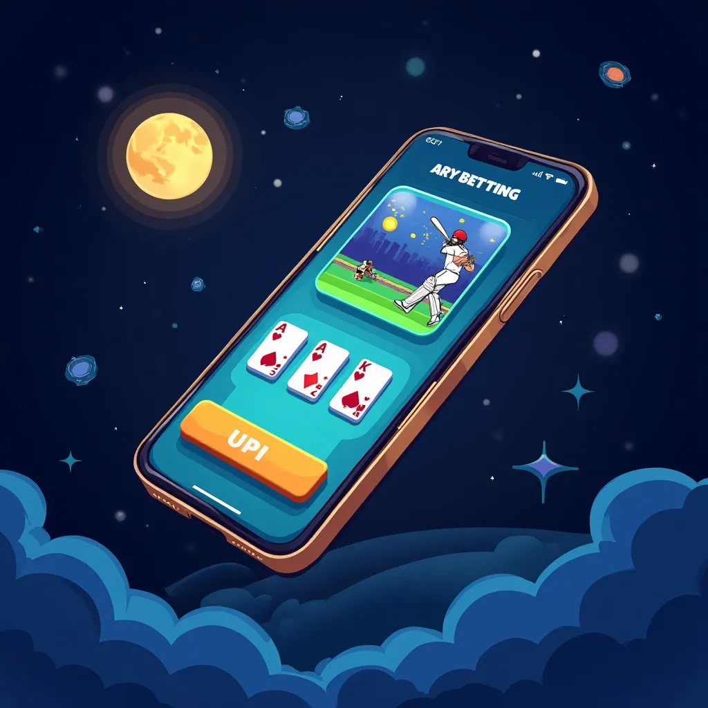 Cartoon mobile phone displaying betting app interface
